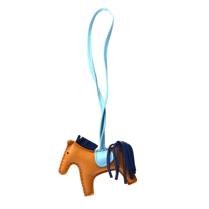 Hermes Milo Lambskin Grigri Rodeo Horse Bag Charm PM Naturel Bouton D'Or Celeste Bleu Saphir 1 of 3