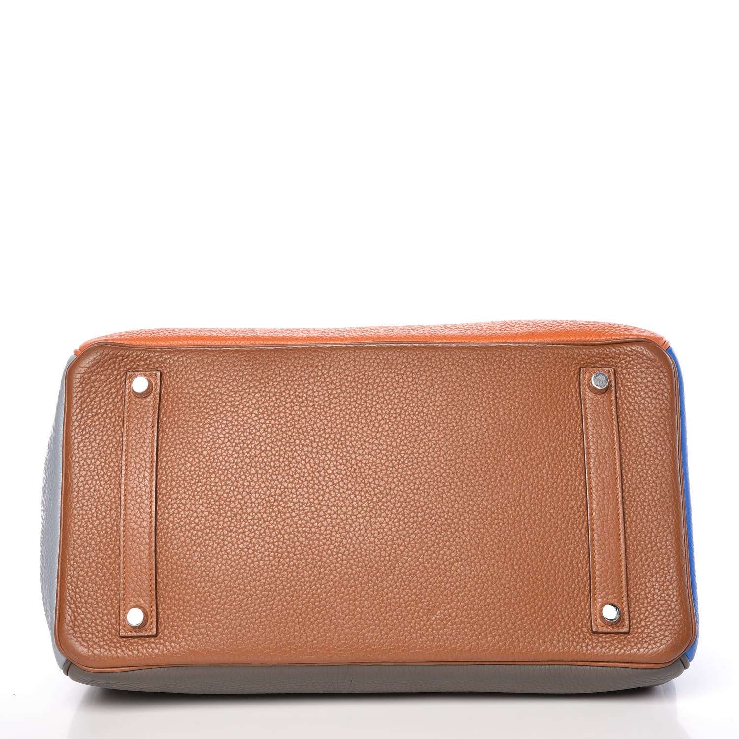 Hermes Taurillon Clemence Arlequin Birkin 35 Orange Sanguine Gold Bleu Lin Bleu Hydra Etain 6 of 35