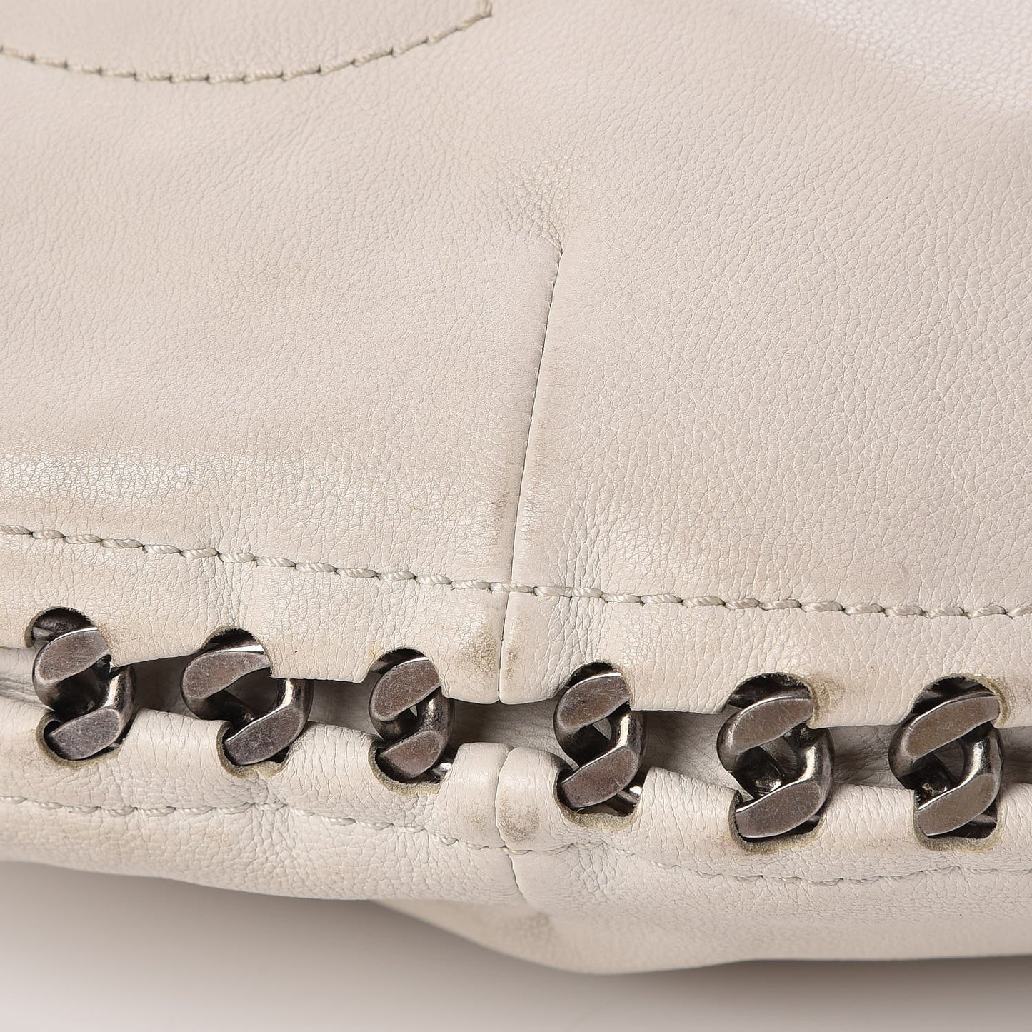 Calfskin Modern Chain Hobo White