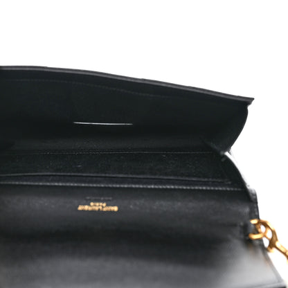 Saint Laurent Grain De Poudre Matelasse Chevron Monogram Envelope Clutch Black 5 of 7