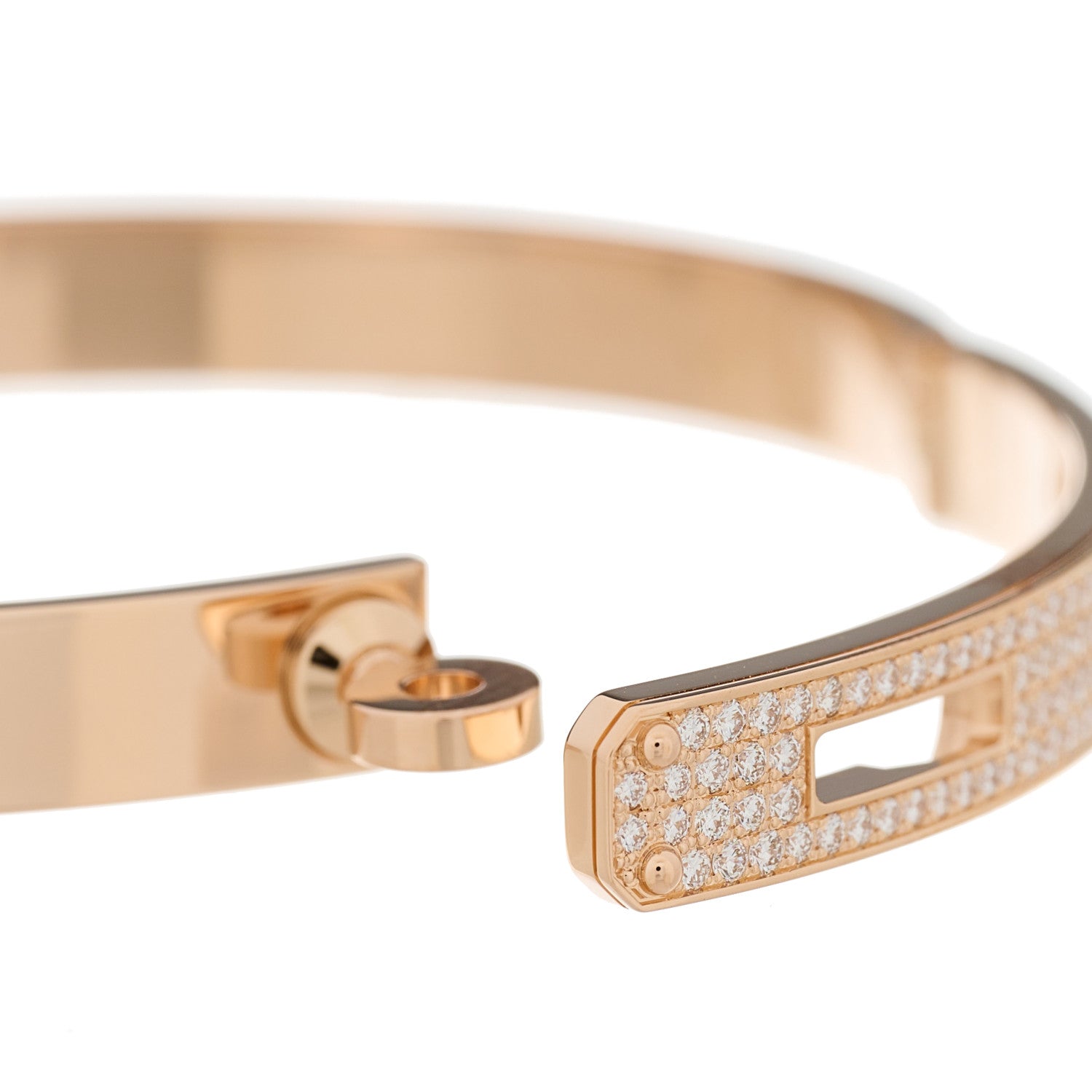 Hermes 18K Rose Gold Diamond PM Kelly Pave Bracelet SH 4 of 4