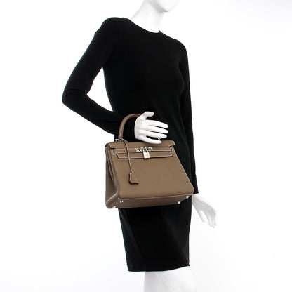 Hermes Togo Kelly Retourne 28 Etoupe 3 of 36