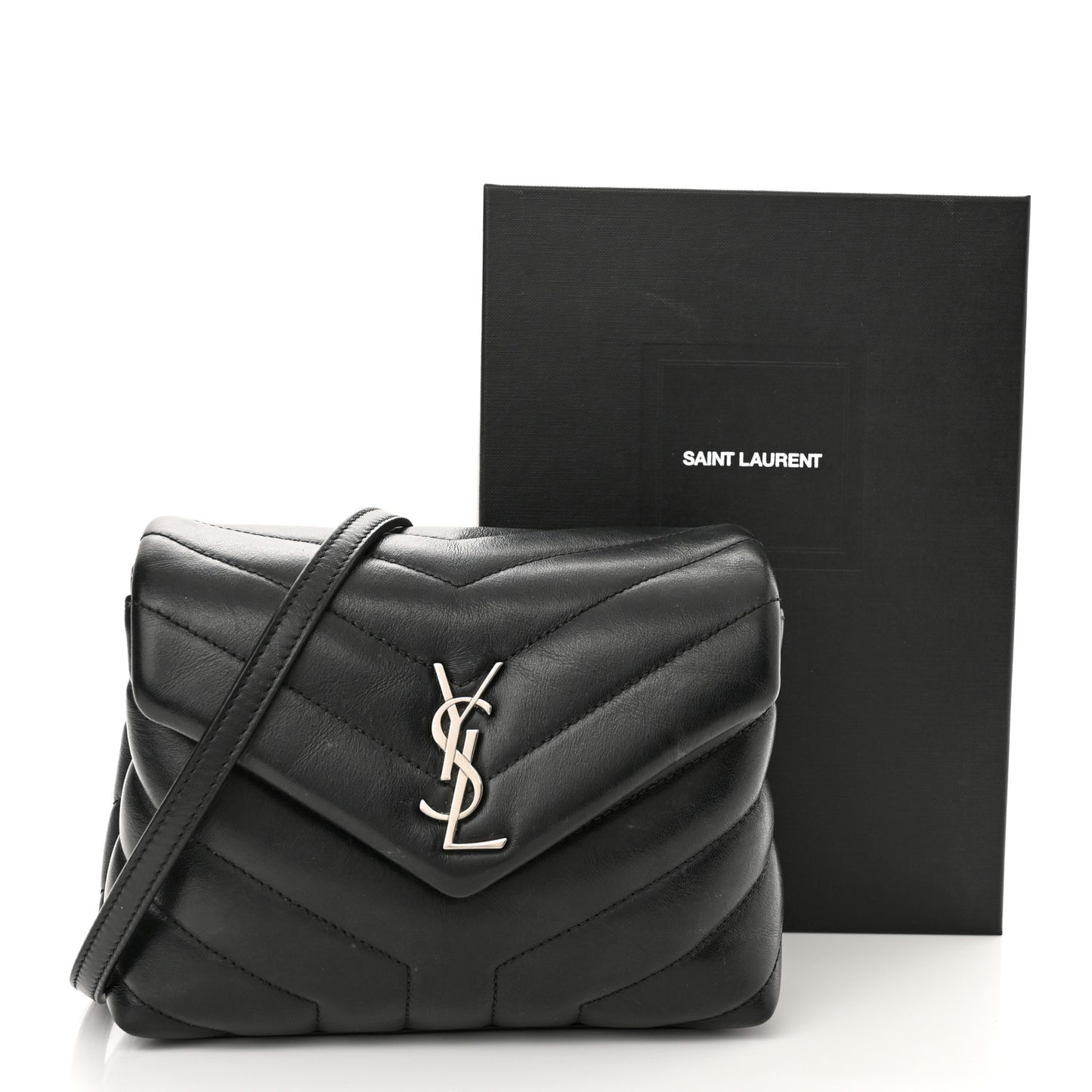 Calfskin Y Quilted Monogram Toy Loulou Crossbody Bag Black