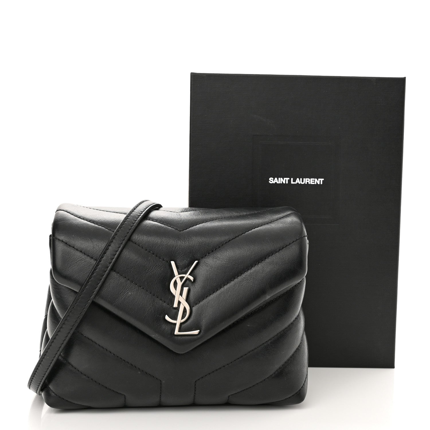 Saint Laurent Calfskin Y Quilted Monogram Toy Loulou Crossbody Bag Black 12 of 12
