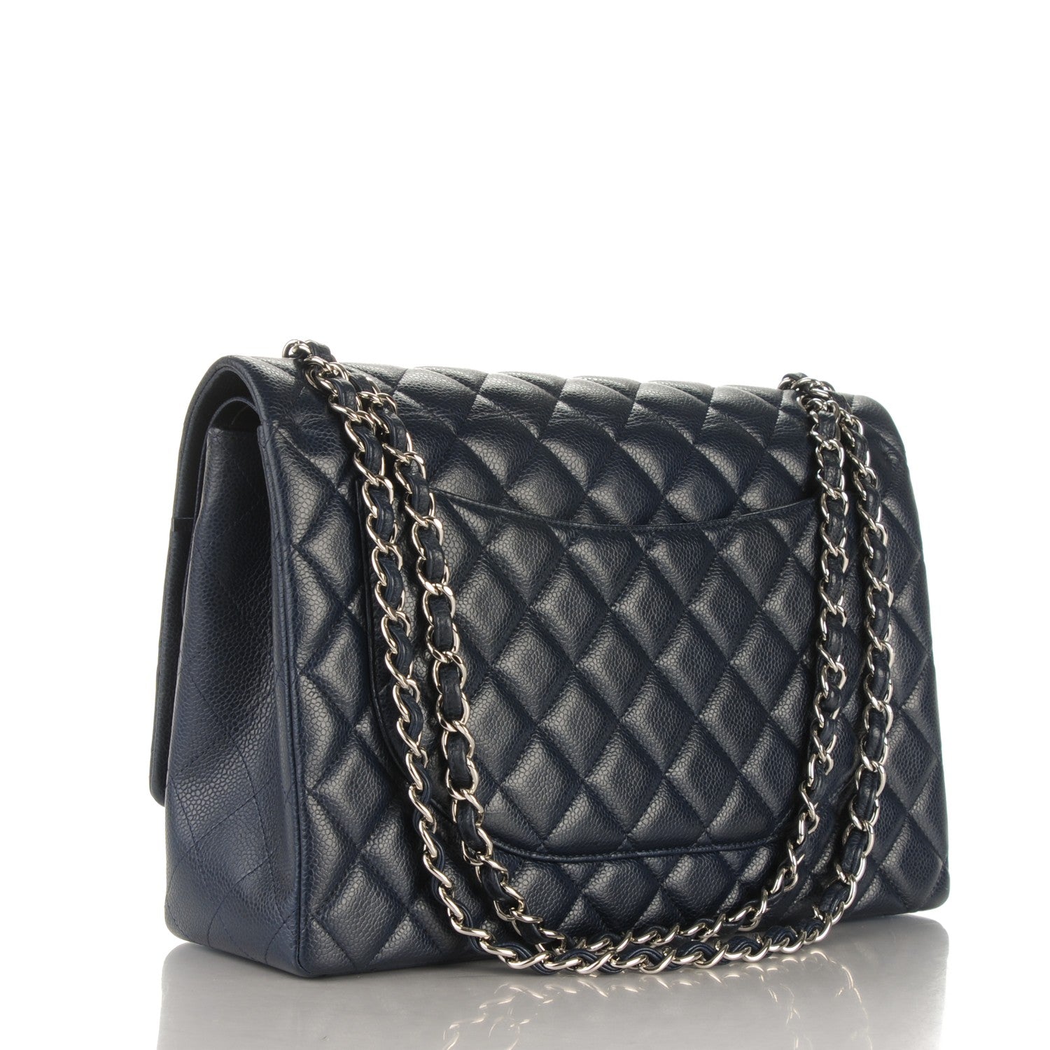 Chanel Caviar Quilted Maxi Double Flap Navy Blue 3 of 8