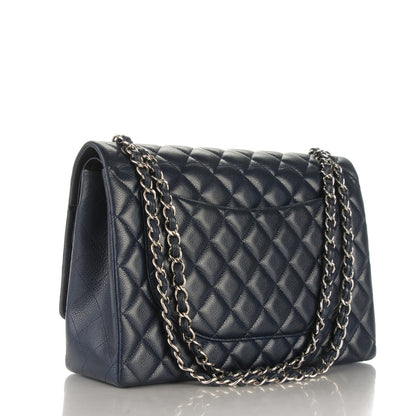 Chanel Caviar Quilted Maxi Double Flap Navy Blue 3 of 8