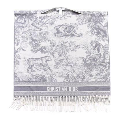 Christian Dior Cashmere Toile De Jouy Poncho Grey 2 of 4