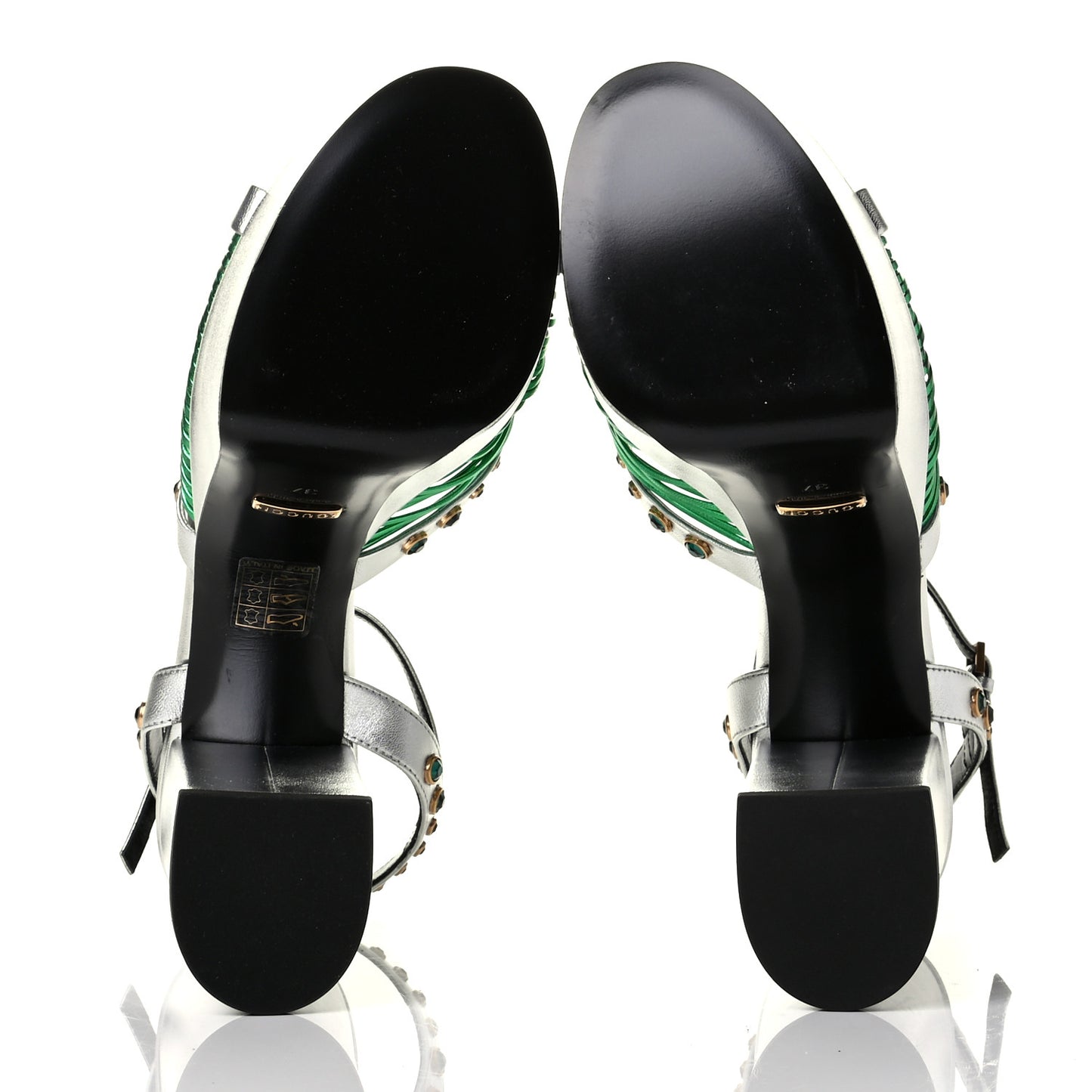 Metallic Nappa Crawford Knotted Strap Platform Sandals 37 Argento Green