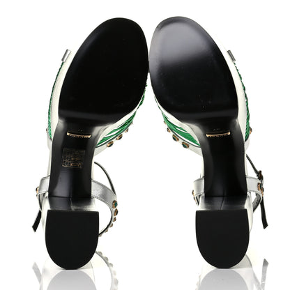 Gucci Metallic Nappa Crawford Knotted Strap Platform Sandals 37 Argento Green 4 of 6