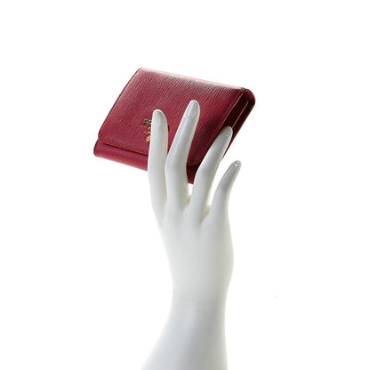 Prada Vitello Move Tri-Fold Compact Wallet Peonia 2 of 10
