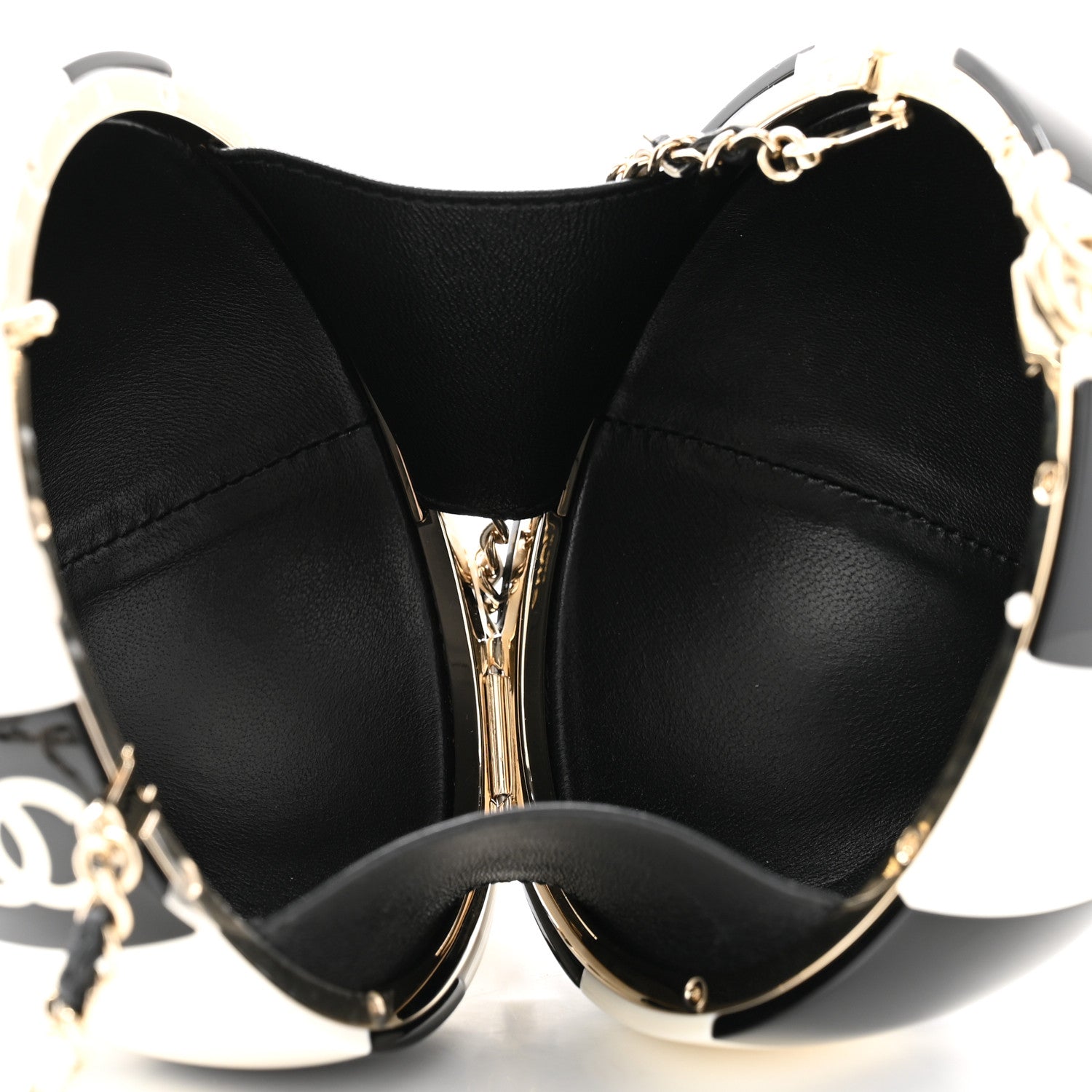 Chanel Resin Enamel CC Round Minaudiere Clutch Black White 6 of 12