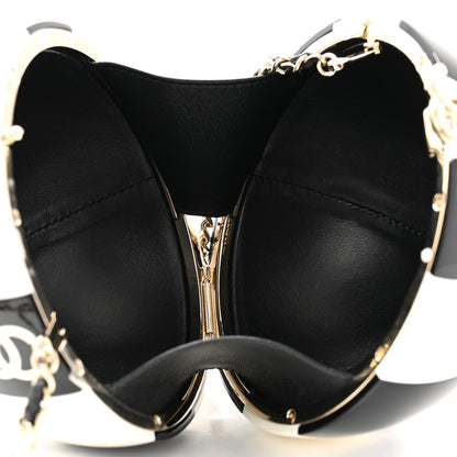 Chanel Resin Enamel CC Round Minaudiere Clutch Black White 6 of 12
