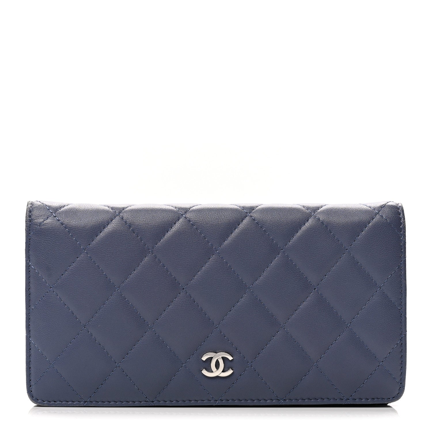 Chanel Lambskin Quilted Yen Wallet Blue 1 of 10