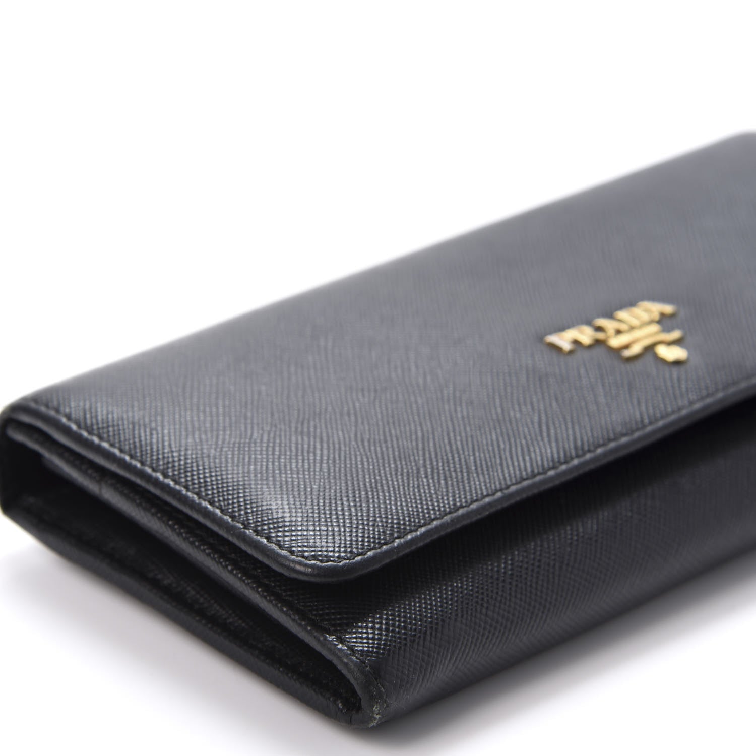 Prada Saffiano Metal Continental Flap Wallet Black 5 of 8