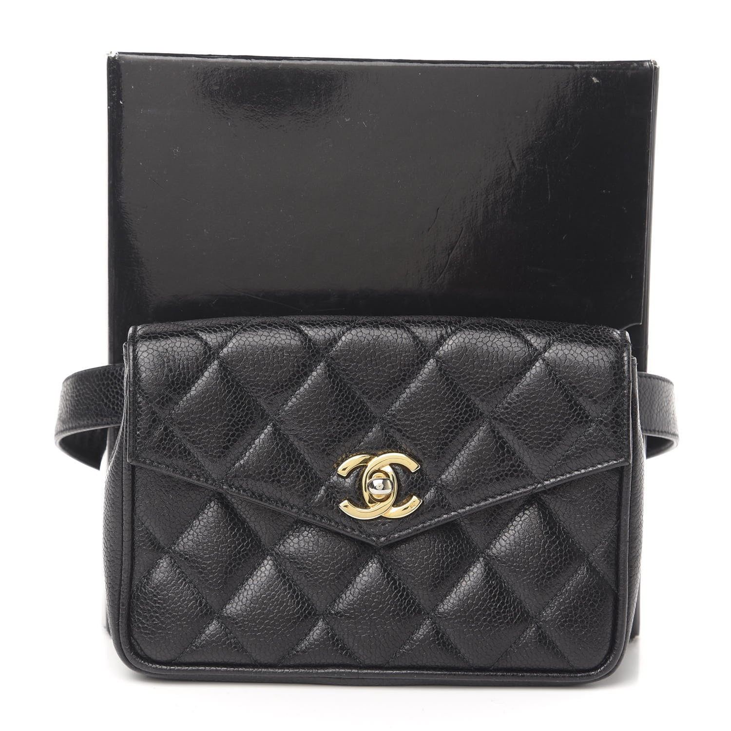 Chanel Caviar Quilted Flap Belt Bag Clutch 75 30 Black 10 of 10