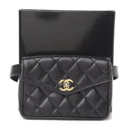 Chanel Caviar Quilted Flap Belt Bag Clutch 75 30 Black 10 of 10