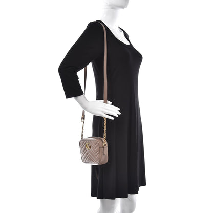 Gucci Calfskin Matelasse Mini GG Marmont Chain Shoulder Bag Porcelain Rose 2 of 7