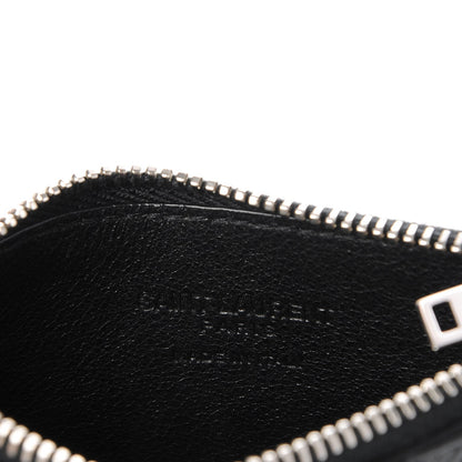 Saint Laurent Grained Calfskin 5 Fragments Zip Pouch Card Holder Black 6 of 9