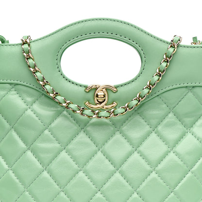 Chanel Shiny Lambskin Quilted Mini 31 Shopping Bag Light Green Light Green 8 of 10