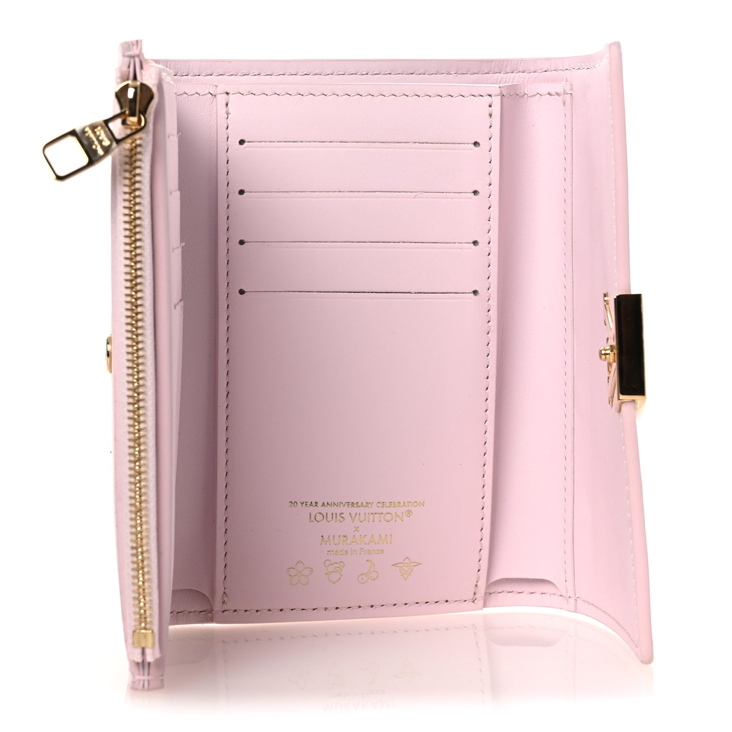 LV X TM Lambskin Embroidered Cherry Blossom Capucines Compact Wallet Pink