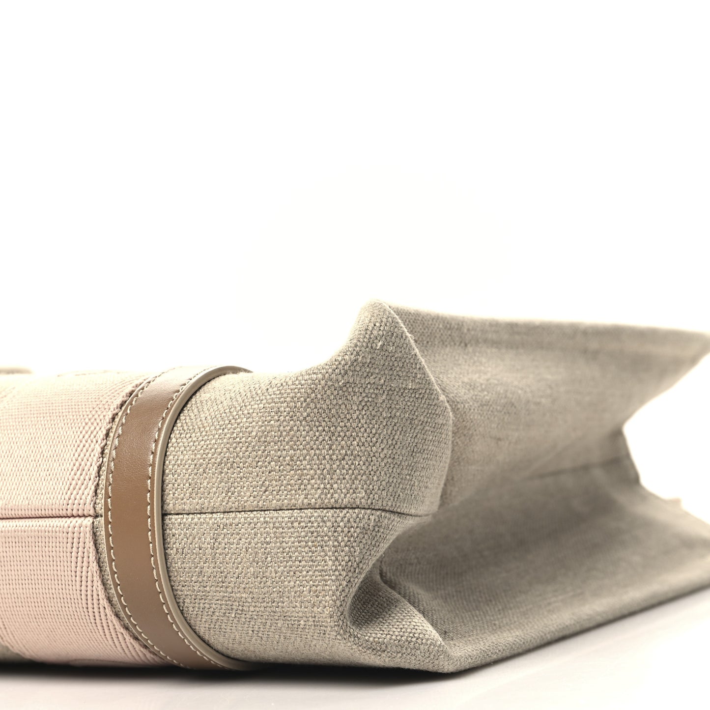 Linen Calfskin Medium Woody Ribbon Tote Blushy Beige