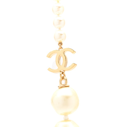 Chanel Metal Pearl CC Long Necklace Gold Pearly White Pink 4 of 5