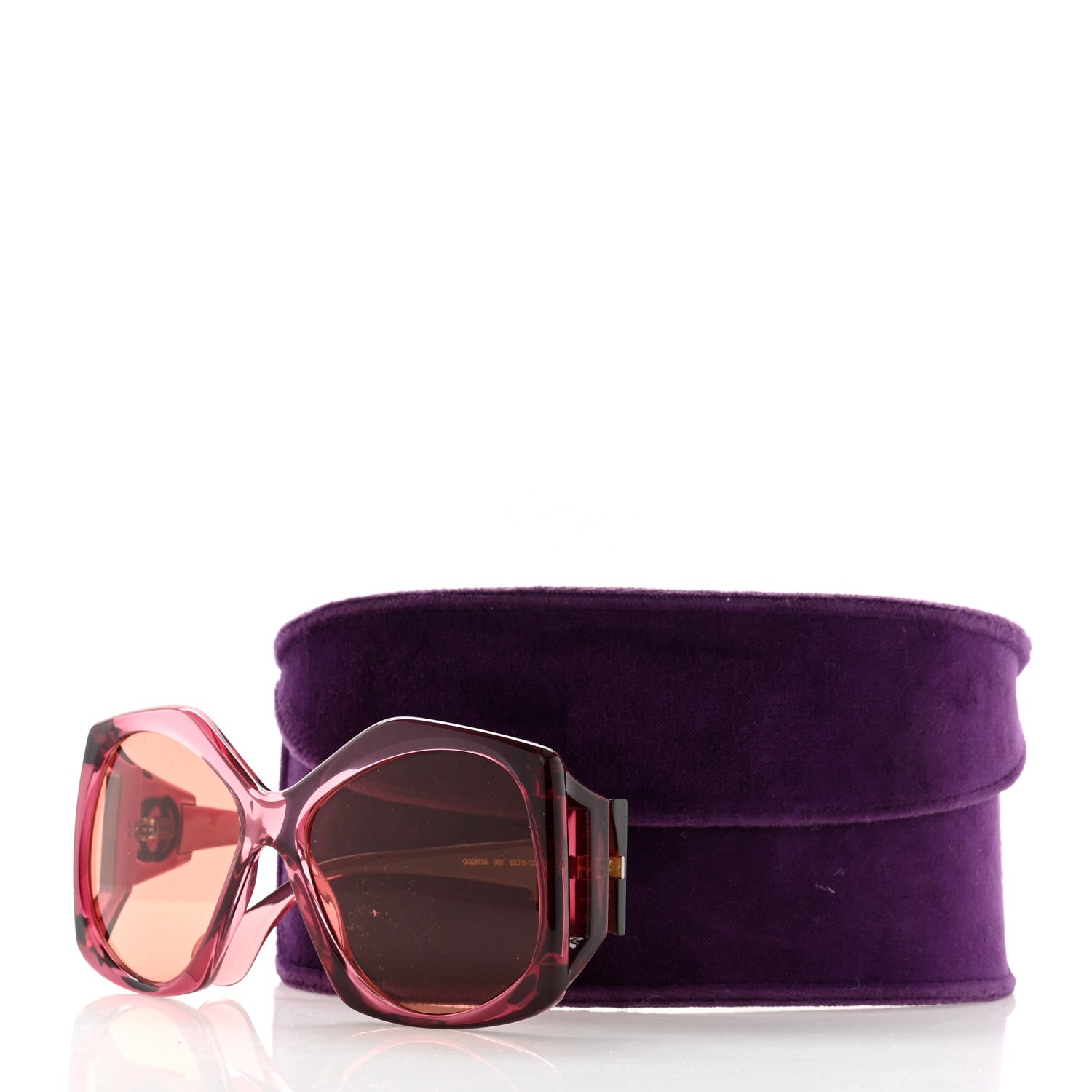 Gucci Acetate Round Sunglasses GG0875S Burgundy Orange 7 of 7