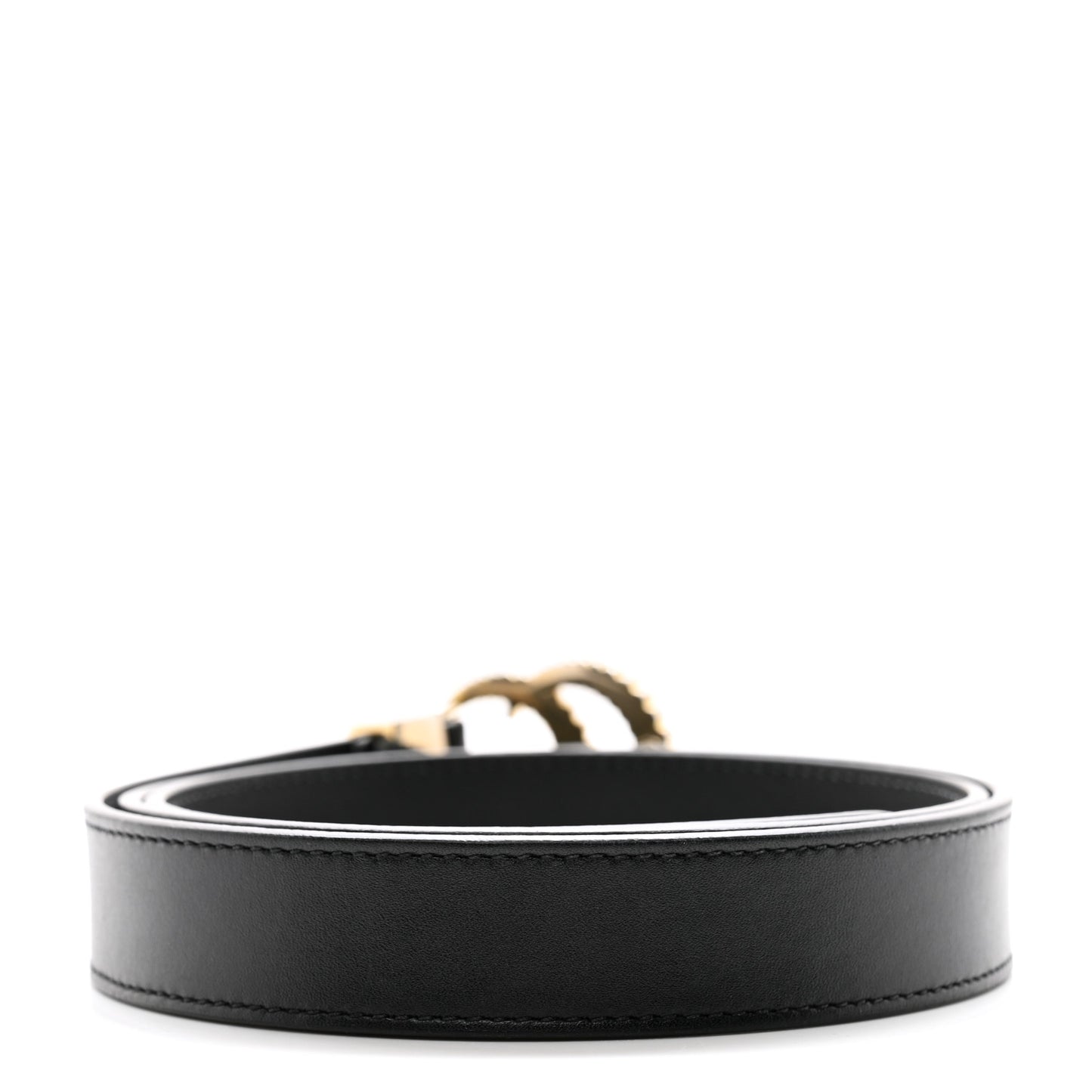 Moon Calfskin Torchon Double G 25mm Belt 90 36 Black