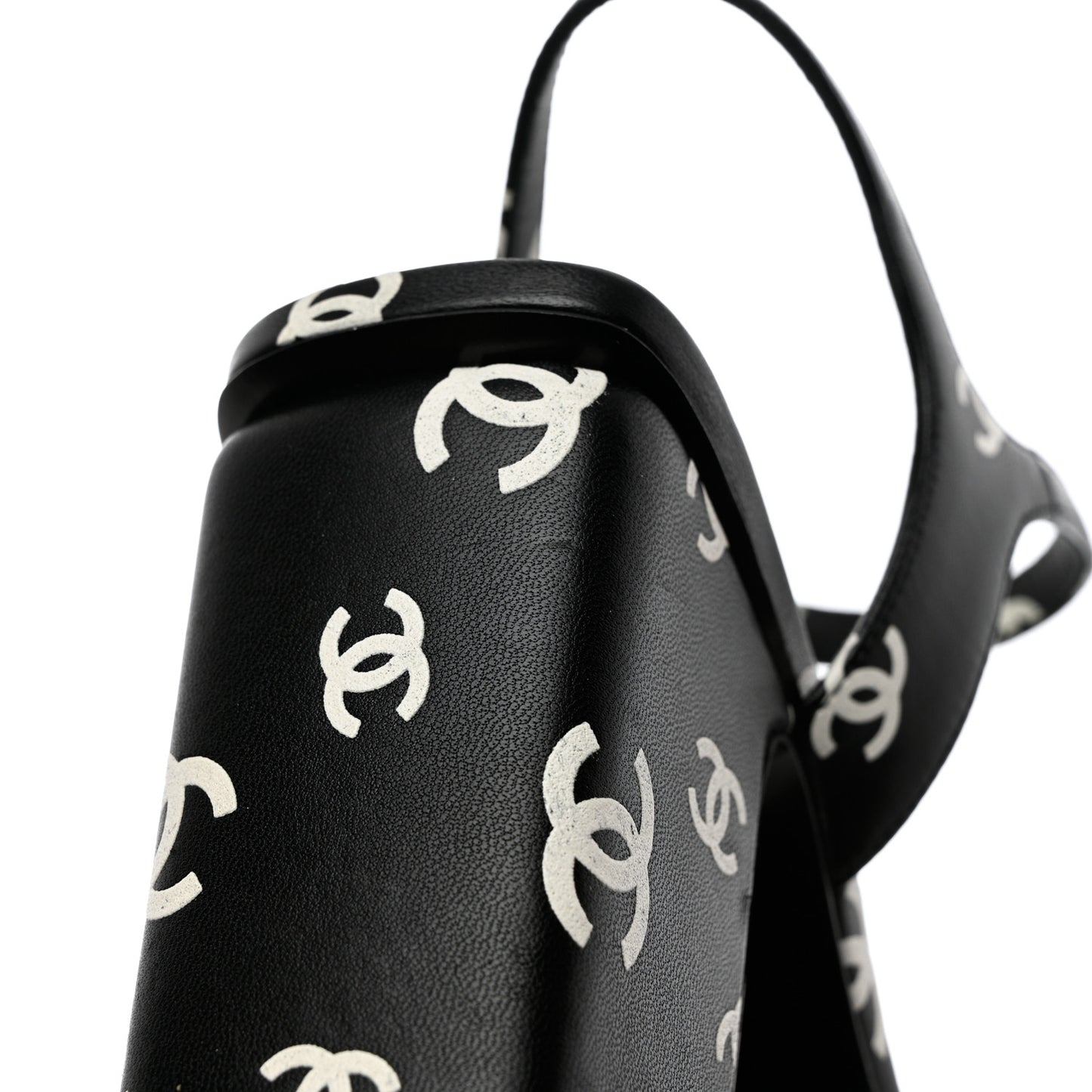 Printed Lambskin CC Sandals 39.5 Black White