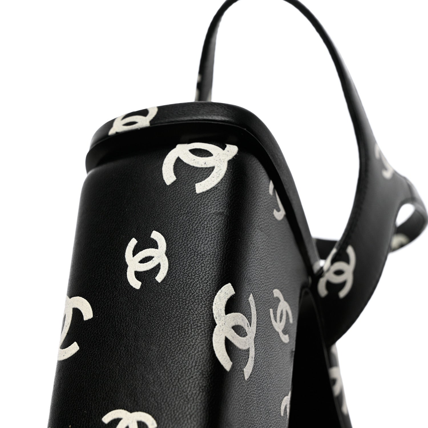 Chanel Printed Lambskin CC Sandals 39.5 Black White 10 of 11