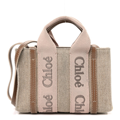 Chloe Linen Calfskin Mini Woody Ribbon Tote With Strap Blushy Beige 1 of 11