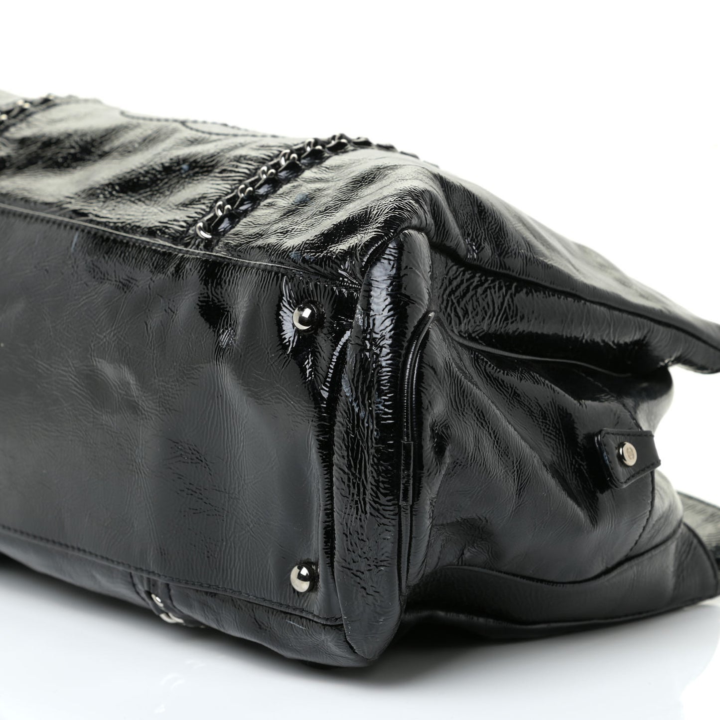 Patent Calfskin Large Luxe Ligne Tote Black