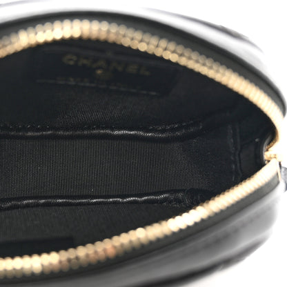 Chanel Lambskin Enamel Quilted Zip Around Classic Coin Purse Black 5 of 7