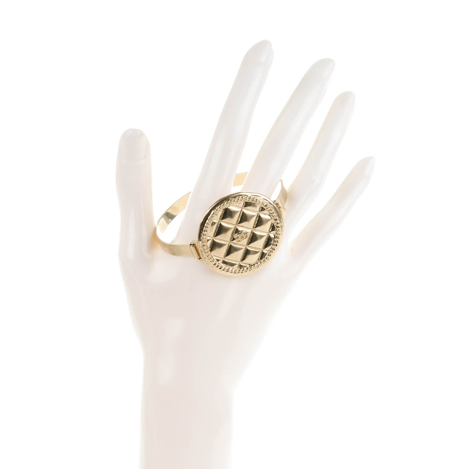 Chanel Metal Quilted CC Coin Bracelet Gold 2 of 5