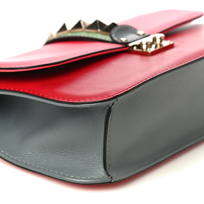 Valentino Garavani Vitello Medium Glam Lock Rockstud Flap Deep Rose Scarlet Grey Green 10 of 16