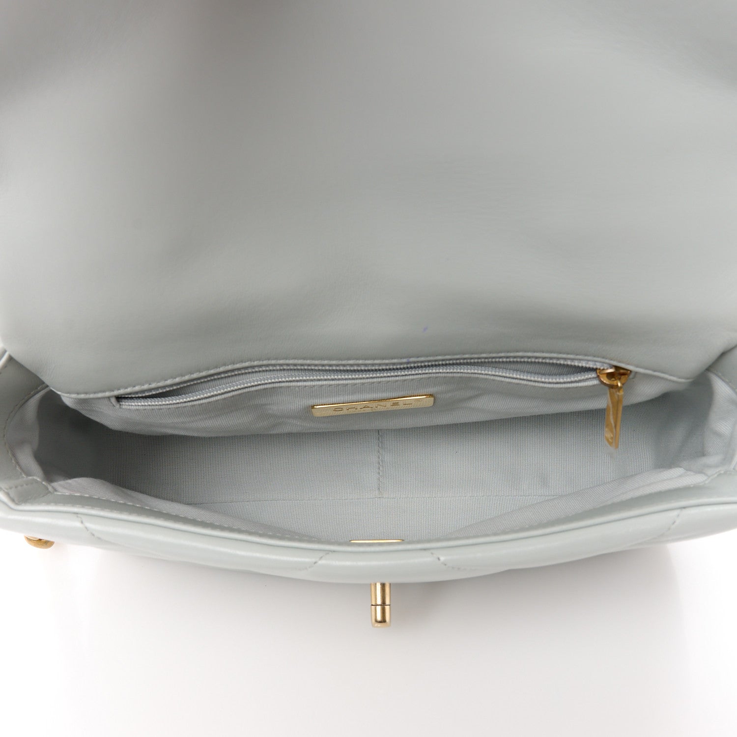 Chanel Lambskin Quilted Medium Chanel 19 Flap Light Blue 5 of 11