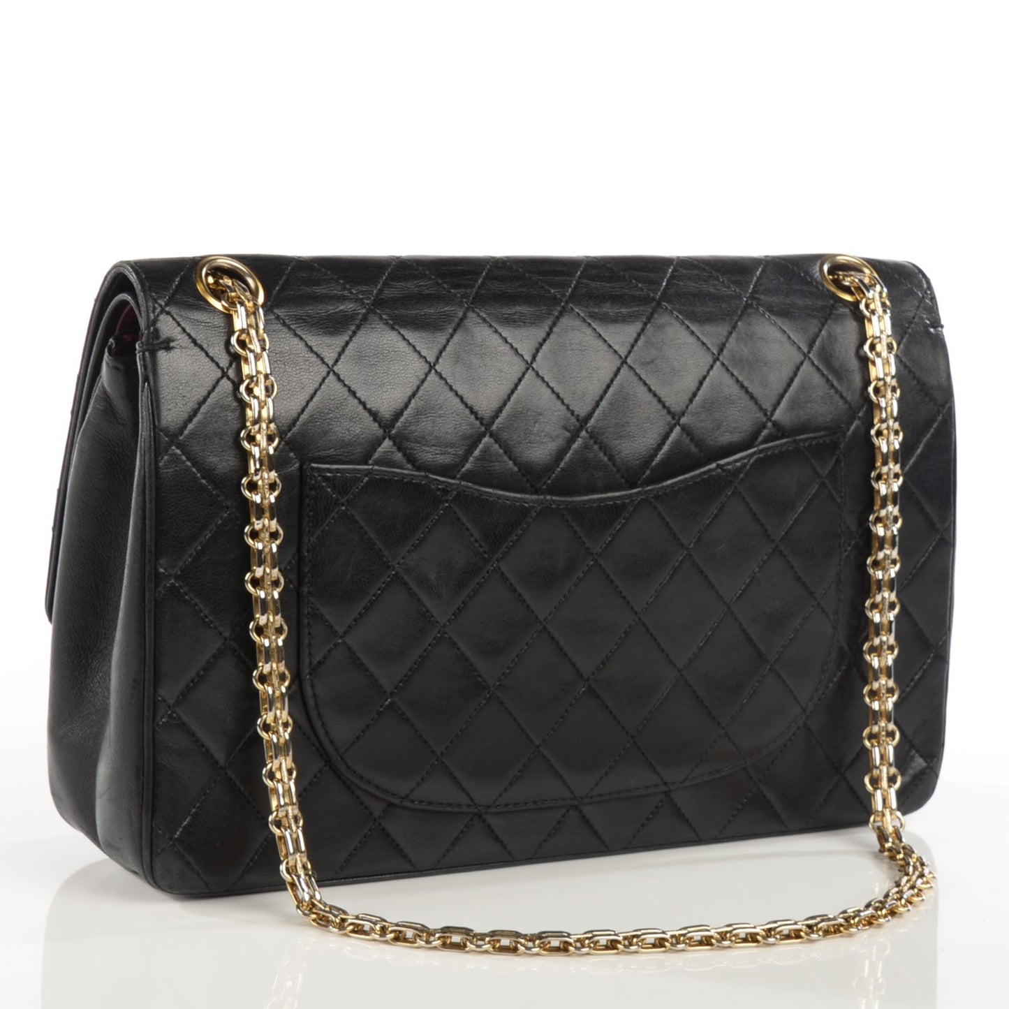 Lambskin Quilted Medium Bijoux Chain Double Flap Black