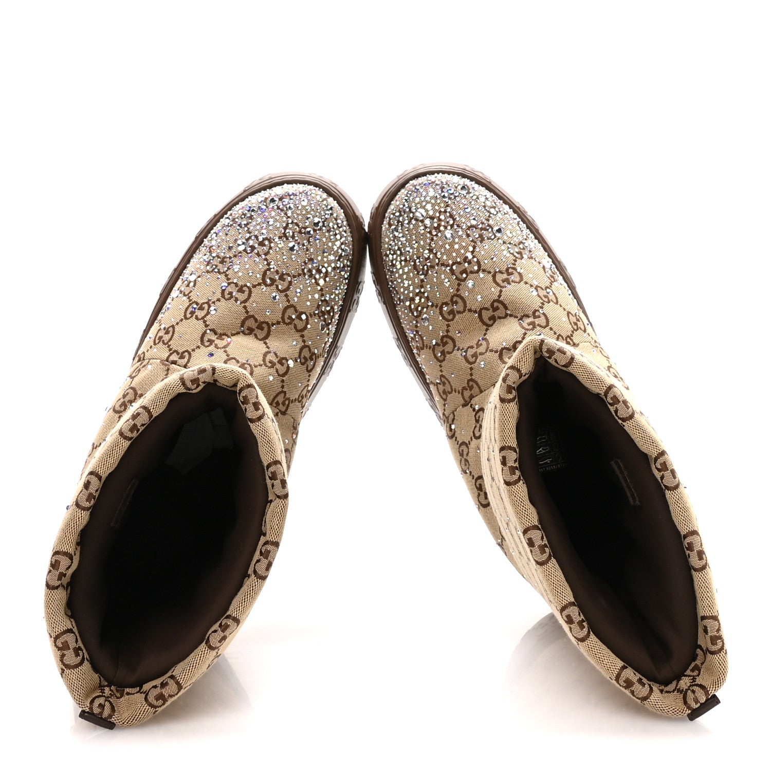 Gucci Monogram GG Strass Thermal Bootie 39.5 Camel Ebony 2 of 9