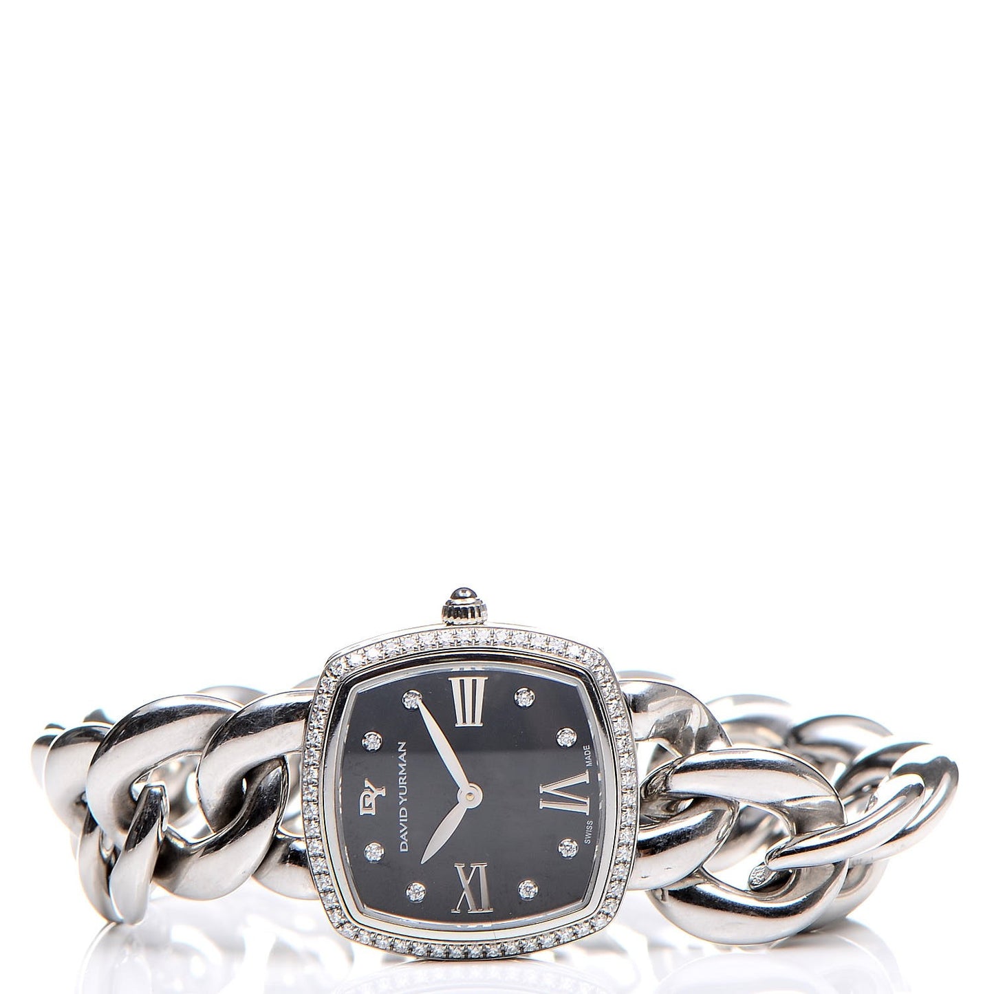 Stainless Steel Diamond Bezel 27mm Albion Quartz Watch Black
