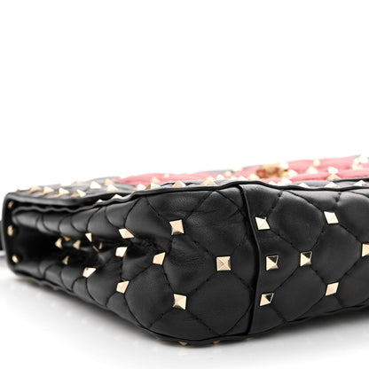 Valentino Garavani Nappa Quilted Medium Heart Rockstud Spike Shoulder Bag Black Red 9 of 11
