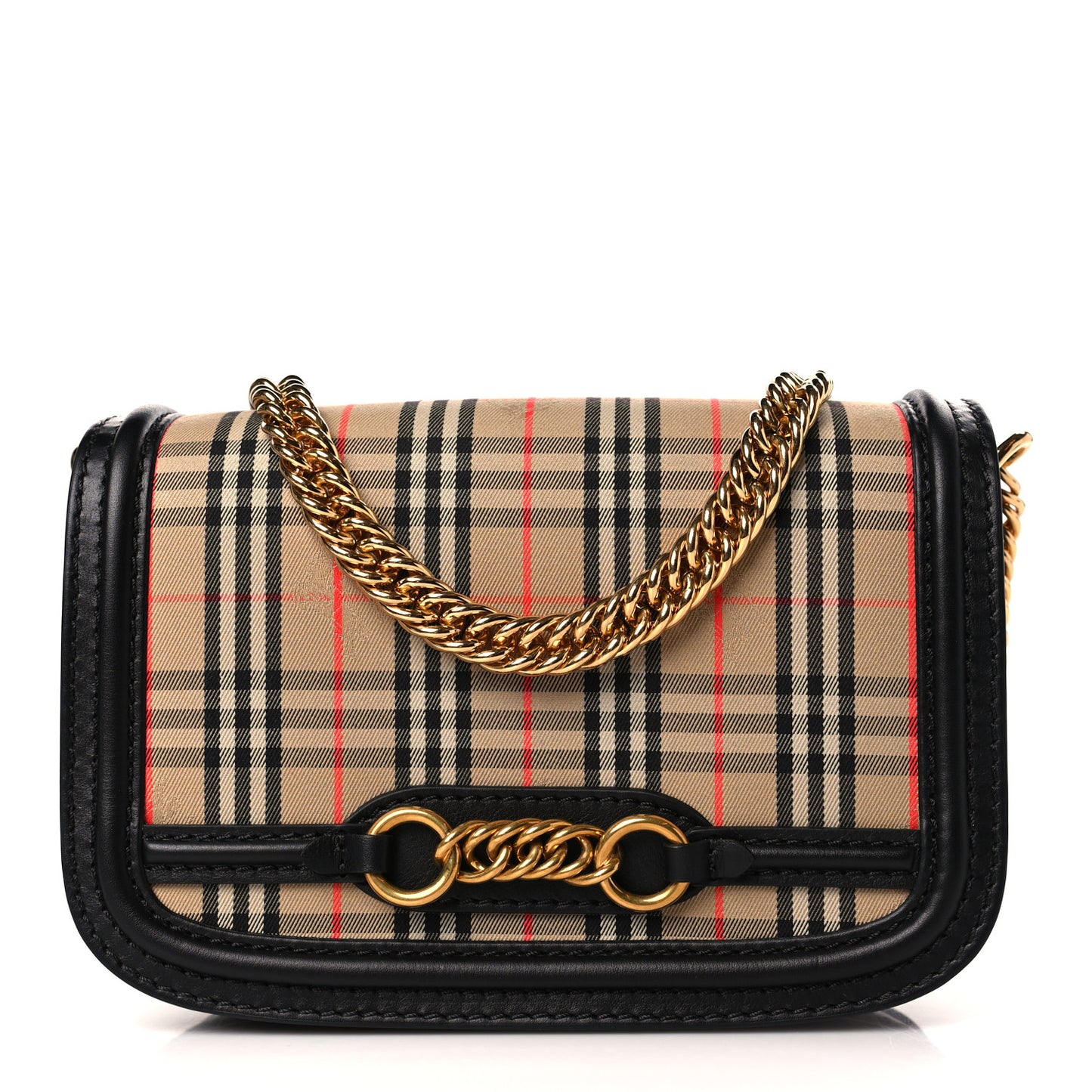 Smooth Calfskin 1983 Knight Check Link Shoulder Bag Black