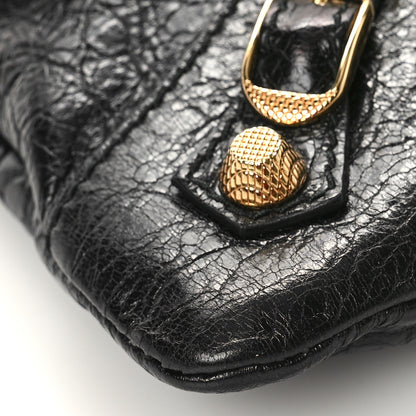 Balenciaga Agneau Giant 12 Gold Hardware Envelope Strap Clutch Black 8 of 9