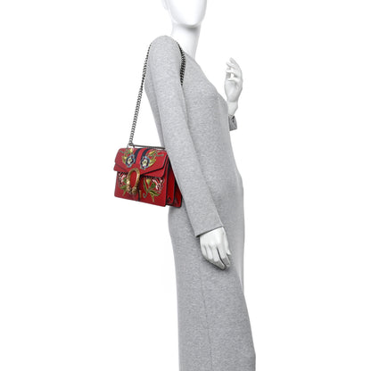 Gucci Calfskin Web Floral Embroidered Small Dionysus Shoulder Bag Hibiscus Red 2 of 11