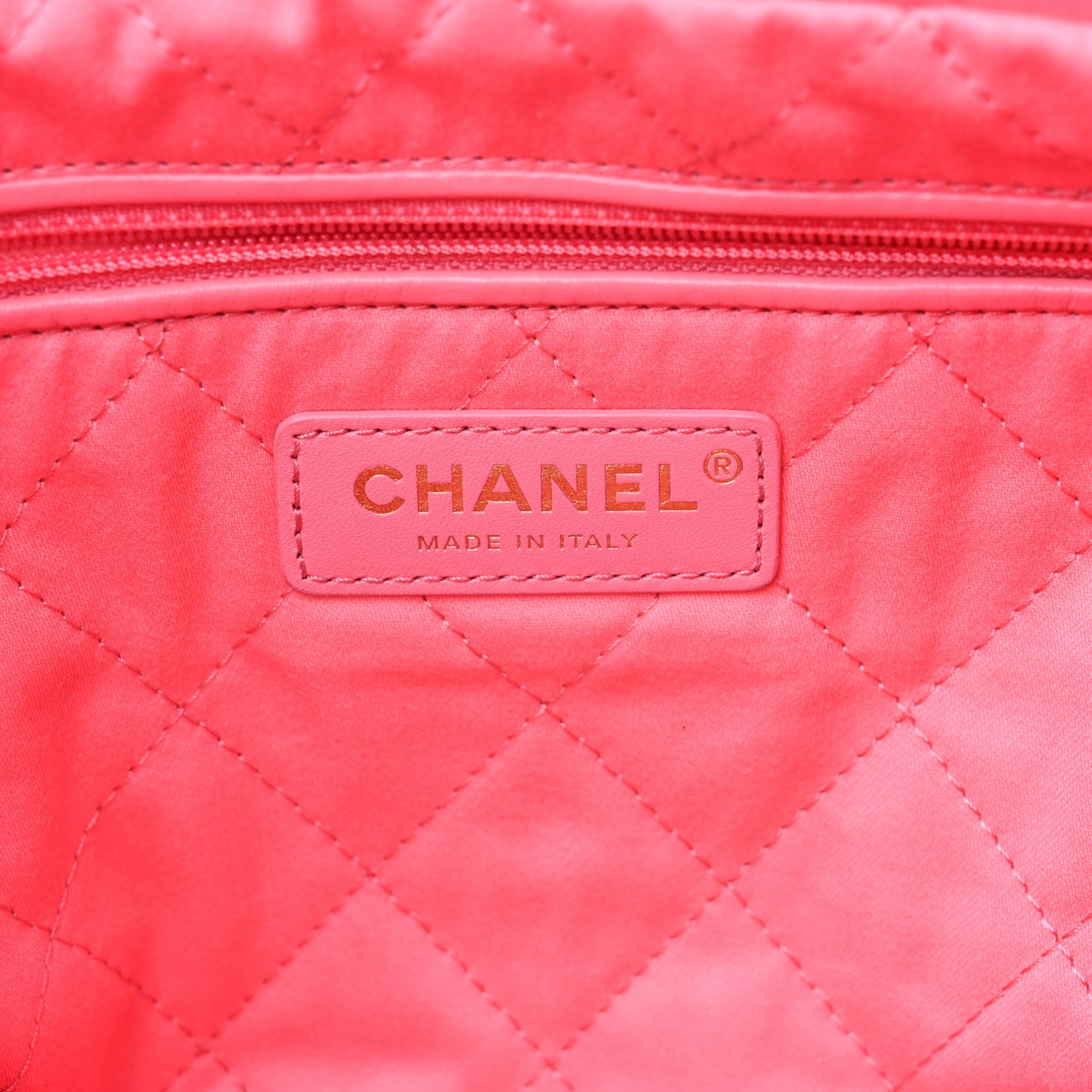 Shiny Calfskin Quilted Small Chanel 22 Coral Pink
