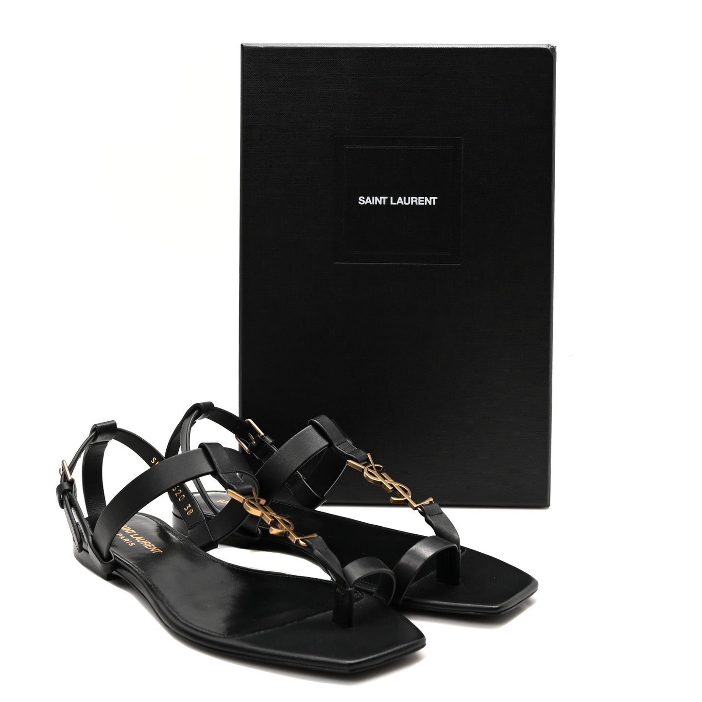 Calfskin Cassandra Monogram Sandals 38 Black