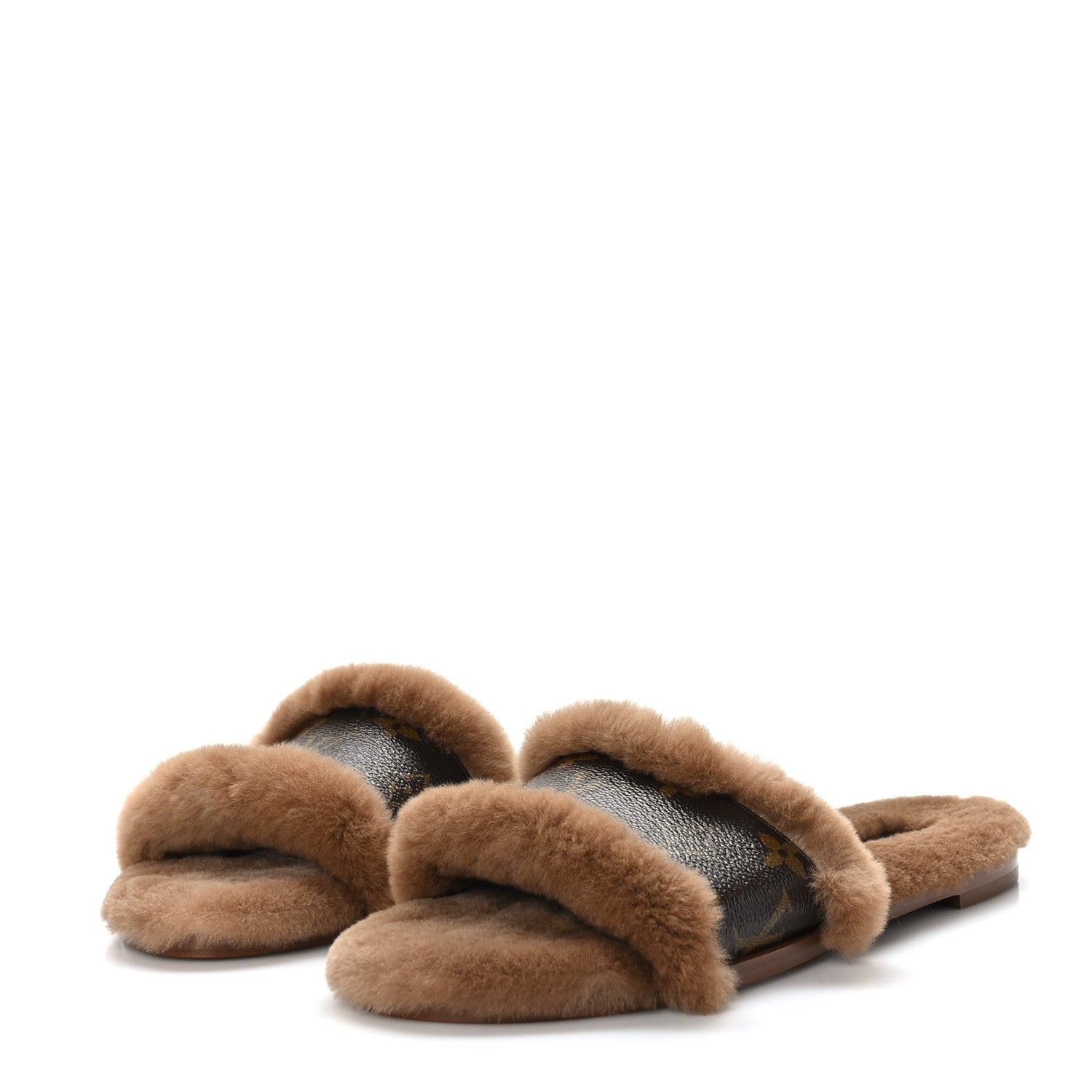 Louis Vuitton Mink Fur Monogram Lock It Flat Mule 40 Cognac 3 of 8