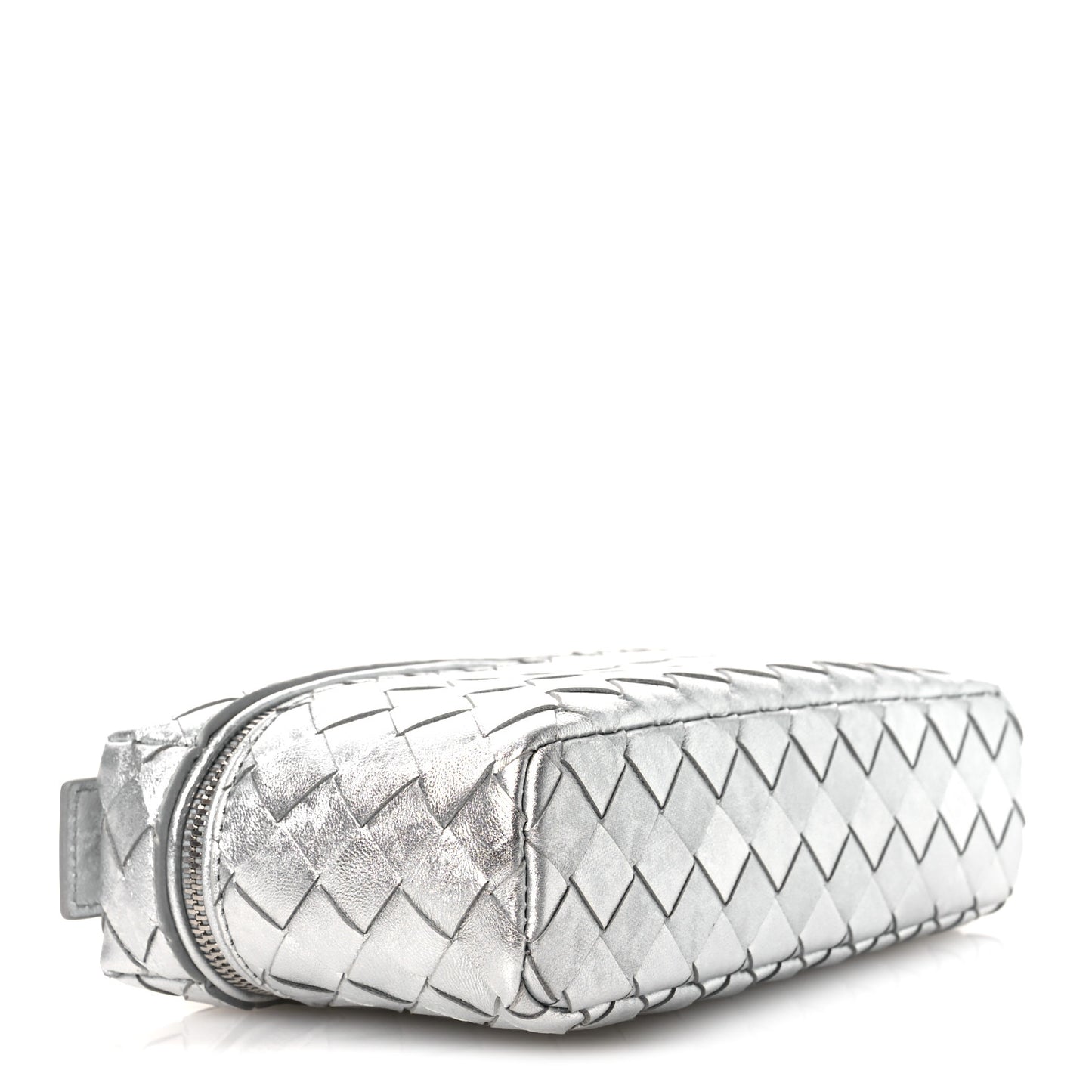 Laminated Nappa Intrecciato Bang Bang Vanity Case Silver