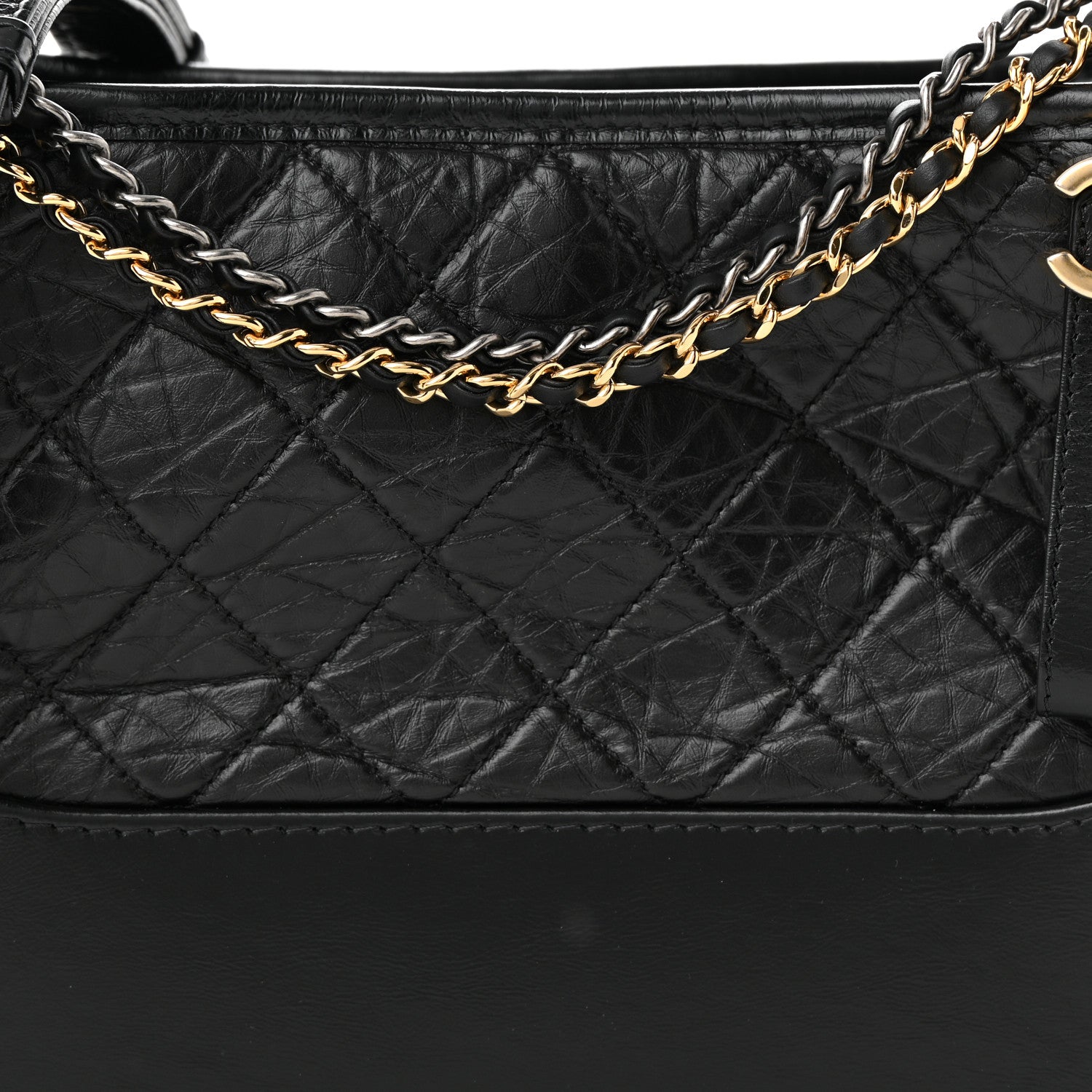 Chanel Aged Smooth Calfskin Quilted Medium Gabrielle Logo Hobo Black 8 of 10