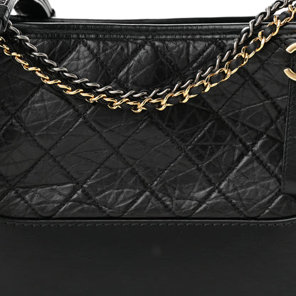 Chanel Aged Smooth Calfskin Quilted Medium Gabrielle Logo Hobo Black 8 of 10