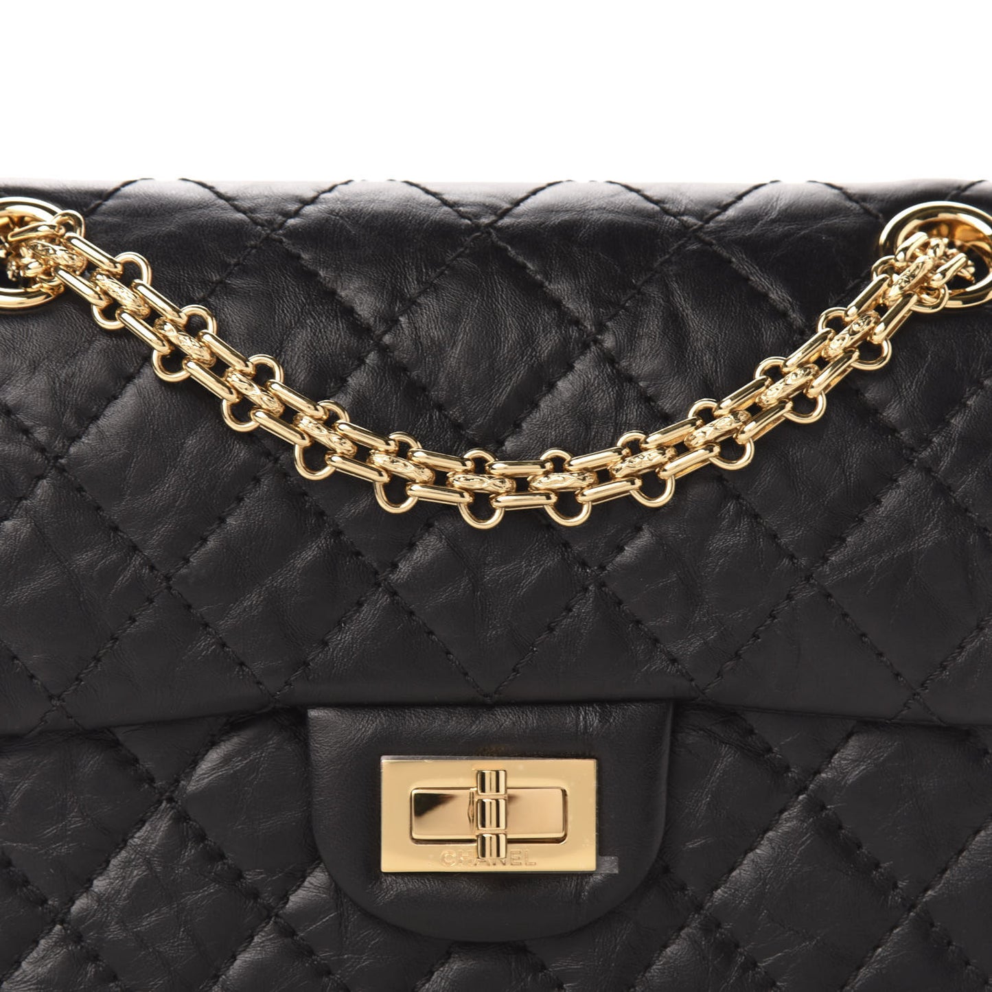 Aged Calfskin Quilted 2.55 Reissue Mini Flap Black